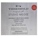 Threshold Studio McGee Kaysville Curved Back Wood Counter Stool Black in Orig Box
