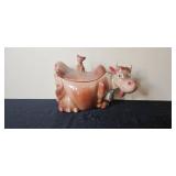 Set of 4 Vintage Animal Figurines w Lids - Cat, Bunny, Cow, and Dog