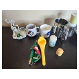 Holiday Decor and Household Variety Lot with Glass Ornaments and Kitchen Items