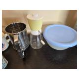 Holiday Decor and Household Variety Lot with Glass Ornaments and Kitchen Items