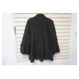 Vintage Black Curled Fur Jacket 36" long