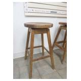 2 Swivel Top Wood Stools 30" tall by 16" wide