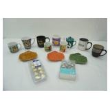 Mugs; Ceramic Leaf Plates; Shower Hooks; Cabinet Knobs