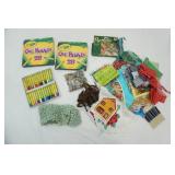 Arts & Crafts Supplies: Oil Pastels, Buttons, Fabric Pieces