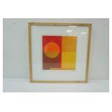 "Sunset" & "Sands" by Amaina. Framed Artwork, matted, glass. 19" squares