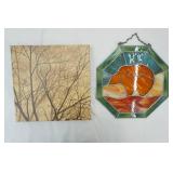 Stained Glass Bear Octagon, Tree Canvas Print