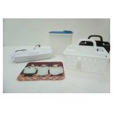 Tupperware Container, Paper Shredder, Glass Cutting Board, Shower Caddies