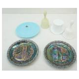 Vintage Fenton Christmas Plates & Daisy and Button Bells & Hat