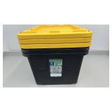 Set of 3 Greenmade 27 Gallon Professional Storage Totes with Yellow Lid