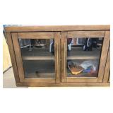Wood and Glass Display Cabinet with Double Doors and Removable Leg base