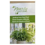 42 in Nearly Natural Artificial Fern Floor Plant with Ribbed Planter 24 in height