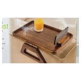 Smart Design Acacia Armrest Tray with Tablet Holder