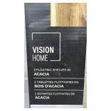 Vision Home Set of 2 Acacia Wood Floating Shelves - small chip in corner