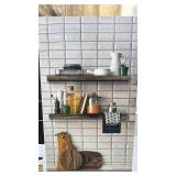 Vision Home Set of 2 Acacia Wood Floating Shelves - small chip in corner