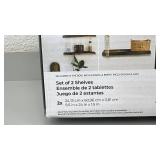 Vision Home Set of 2 Acacia Wood Floating Shelves - small chip in corner