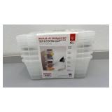 IRIS 4-Pack Buckle-Up Storage Box Set 12.9 Qt Clear Plastic Stackable Containers
