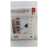 IRIS 4-Pack Buckle-Up Storage Box Set 12.9 Qt Clear Plastic Stackable Containers