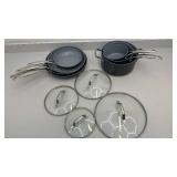 GreenPan Nonstick Cookware Set with Lids - 7 Pieces - used condition
