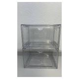 2 Collapsible Clear Storage Bins and Organizers 12.4in x 12.4in x 14.9in - not in box