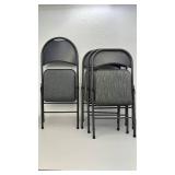 4 Padded Metal Folding Chairs with Gray Fabric Seat