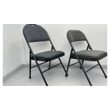 4 Padded Metal Folding Chairs with Gray Fabric Seat