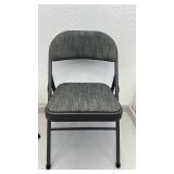 4 Padded Metal Folding Chairs with Gray Fabric Seat