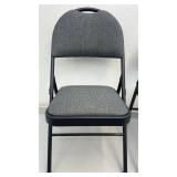 4 Padded Metal Folding Chairs with Gray Fabric Seat
