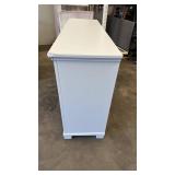 6 Drawer Dresser in White Finish with Damaged Corner, one drawer stuck in place