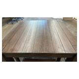 Wooden Pub Height Table with 4 Stools and Metal Frame - used condition