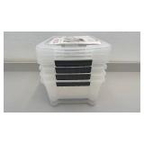 Set of 4 IRIS Buckle Up Storage Totes 12 Qt Clear Plastic Boxes