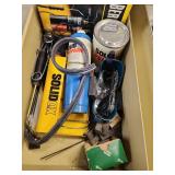 5-Drawer Metal Filing Cabinet with Assorted Tools and Leatherworking Supplies