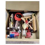 5-Drawer Metal Filing Cabinet with Assorted Tools and Leatherworking Supplies