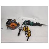 Lot of 3 Power Tools: Bostitch Circular Saw, DeWalt VSR Drill, Reciprocating Saw