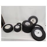Assorted Utility Wheels and Tires with Rims - Set of 9