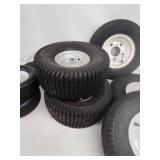 Assorted Utility Wheels and Tires with Rims - Set of 9