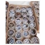 Assorted Metal Fasteners and Hardware in Jars with Rotating Organizer
