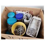 Assorted Metal Fasteners and Hardware in Jars with Rotating Organizer