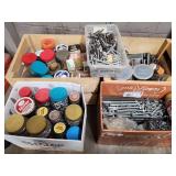 Large Mixed Lot of Assorted Nails, Screws, Bolts, and Fasteners in Jars and Boxes