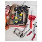 Collection of Assorted Woodworking and Bench Clamps with Black & Decker Portable Vise