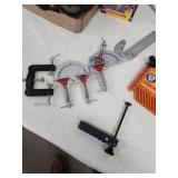 Collection of Assorted Woodworking and Bench Clamps with Black & Decker Portable Vise