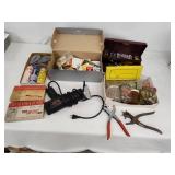 Leatherworking and Grommet Tool Lot with Electric Shear, Snaps, Punches, and Hardware