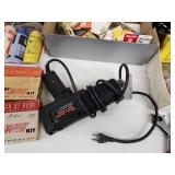 Leatherworking and Grommet Tool Lot with Electric Shear, Snaps, Punches, and Hardware