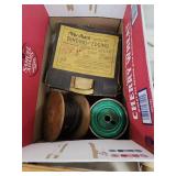 Vintage Lettering and Marking Tools Collection with Stencils, Pencils, and Wire Spools