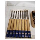 Extensive Collection of Woodworking Chisels, Punches, and Hand Tools