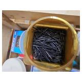 Large Mixed Lot of Nails Screws and Hardware in Storage Crate