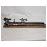 Vintage Metal Mini Lathe on Wooden Base