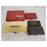 Assorted Workshop Tool Sets Including Tap and Die Set, Forstner Bit Set, Gasket Punch Set, and Vibra Engraving Tool