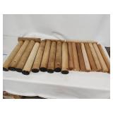 Set of 16 Wood Dowels and Blanks, 2 Inch Diameter, 19 Inch Length