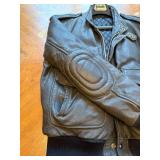 Hein Gericke Black Leather Bomber Jacket Size 40 with Quilted Lining