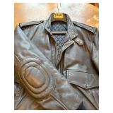 Hein Gericke Black Leather Bomber Jacket Size 40 with Quilted Lining